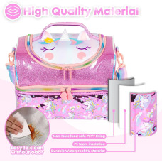 Foam Insulated Lunch Bag for Kids And Adults Unicorn Pink Lunch Bag with Bottle Holder