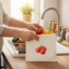 100% Cotton Reusable Vegetable Bags for Fridge / 10 Pcs / Washable Breathable Zipper Cloth Bags for Vegetables